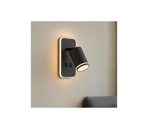 Svietidlá  LED Nástenné bodové svietidlo PIPE 1xGU10/10W/230V + LED/6W čierne ML2081