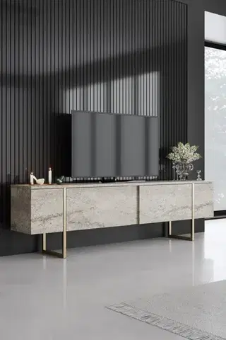 TV stolíky TV stolík Luxe - Travertine, Gold