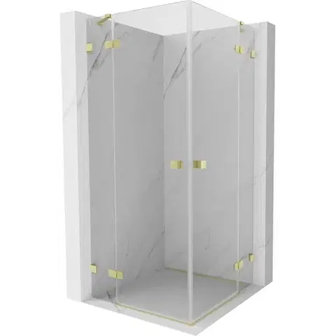 Sprchovacie kúty MEXEN/S - Lunar Duo sprchovací kút dvere krídlové 100 x 100, transparent, zlato kartáčovaná 834-100L-100P-55-00