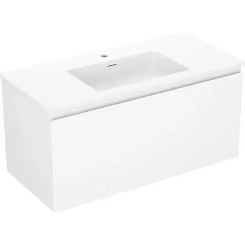 Kúpeľňový nábytok MEXEN/S - Orio kúpeľňová skrinka 100 cm s umývadlom Otis, 1 šuplík, biela mat 91A10-10047-1-BF01-W18M01