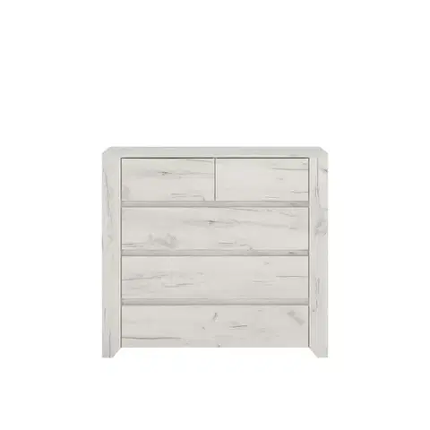 Komody KONDELA Angel Typ 43 5S zásuvková komoda biela / craft