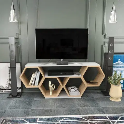 TV stolíky TV stolík Bal - White, Sonomo