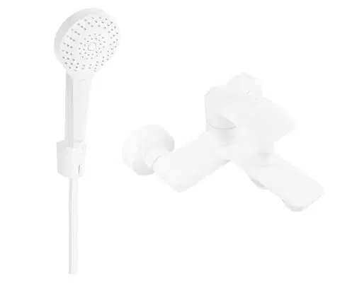 Kúpeľňové batérie MEXEN/S - R05 Royo vaňová batéria so sprchou set, biela 7223R05-20