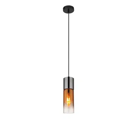 Svietidlá Globo 21000HG - Luster na lanku ANNIKA 1xE27/25W/230V pr. 10,5 cm čierna/medená 21000HG