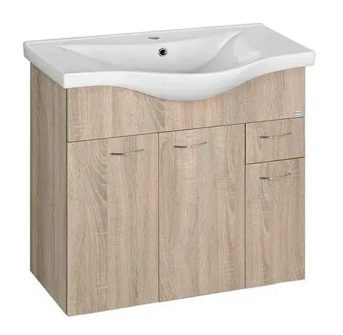 Kúpeľňový nábytok AQUALINE - KERAMIA FRESH umývadlová skrinka 74,5x74x34,7cm, dub platin 50083