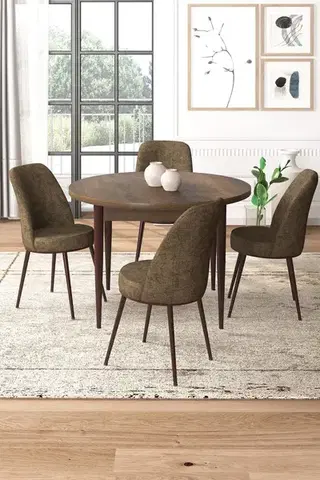 Jedálenské sety Dining Table & Chairs Set (5 Pieces) Tor - Baroque, Brown