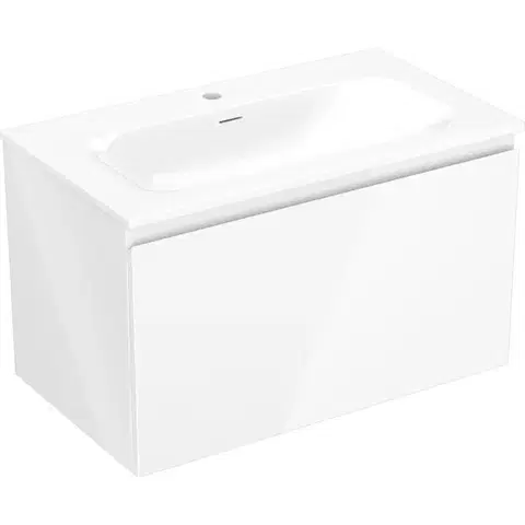Kúpeľňový nábytok MEXEN/S - Orio kúpeľňová skrinka 80 cm s umývadlom Vela, 1 šuplík, biela lesk 91A10-08047-1-BF00-W23M00