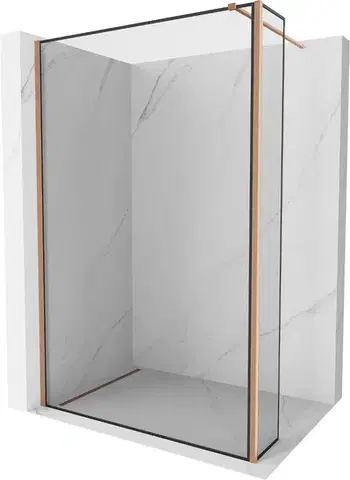 Sprchové dvere MEXEN/S - Kioto Sprchová zástena WALK-IN 110 x 30, čierny vzor, meď kartáčovaná 800-110-212-65-70-030