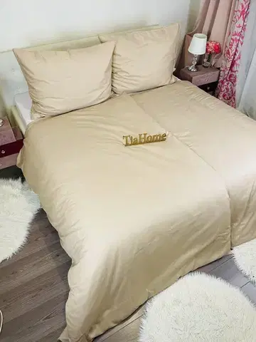 Obliečky Obliečky damaškové svetlo hnedé TiaHome - 1x Vankúš 90x70cm, 1x Paplón 140x200cm