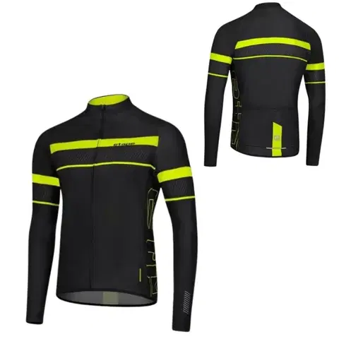 Cyklistické dresy Pánsky cyklistický dres s dlhým rukávom Etape Comfort 2.0 čierna/žltá fluo - M