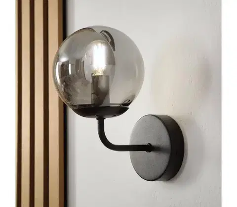 Svietidlá BRILAGI - Nástenné svietidlo MALIVA 1xE14/15W/230V čierne/dymové KM-1.220/CZARNY/GREY