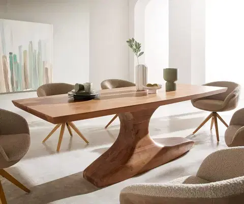 Jedálenské stoly DELIFE Jedálenský stôl Jalta 220x95 cm akácia prírodná masívny