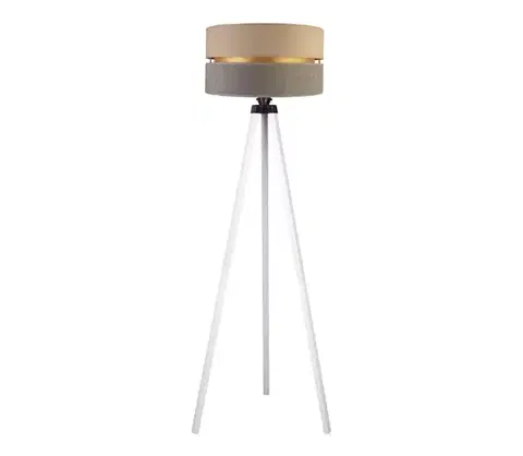 Lampy  - Stojacia lampa DUO 1xE27/60W/230V pr. 44 cm béžová/šedá/biela AS0465+DU83549