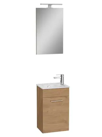 Kúpeľňový nábytok Kúpeľňová zostava s umývadlom zrkadlom a osvetlením VitrA Mia 39x61x28 cm zlatý dub MIASET40D MIASET40D