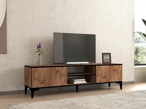 TV stolíky TV stolík Begi - Atlantic Pine, Black