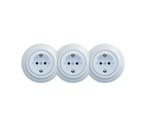 Predlžovacie káble Reblig - Trojitá retro domová zásuvka s rámčekom SCHUKO 230 V modrá RG0027+2xRG0026+3xRG0108