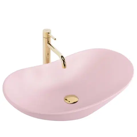 Umývadlá REA - Umývadlo na dosku ROYAL Powder Pink Matt 61x35 REA-U6374
