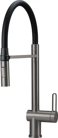 Kúpeľňové batérie DEANTE - Magnetic kuchynská batéria s elastickou výpustou - 2 typy prúdu titán BRM_D72M