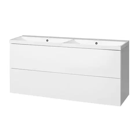 Kúpeľňový nábytok Mereo Aira, kúpeľňová skrinka s umývadlom z liateho mramoru 121 cm, biela CN713M