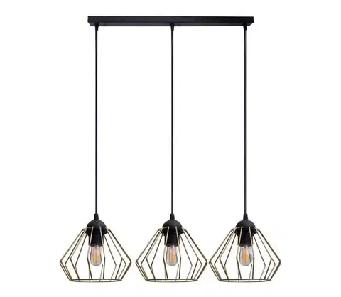 Svietidlá HEXE Luster na lanku CEED GOLD 3xE27/60W/230V čierna/zlatá 0727