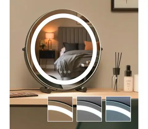Kúpeľňové zrkadlá BRILAGI - LED stmievateľné zrkadlo na líčenie CALIFORNIA LED/17W/230V pr. 42 cm čierna FG-M6-WD26-BLK