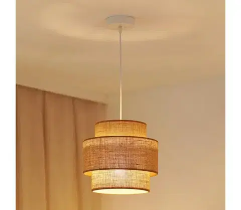 Svietidlá BRILAGI - Luster na lanku SPACE YUTE 1xE27/15W/230V pr. 25 cm béžová/biela 609234