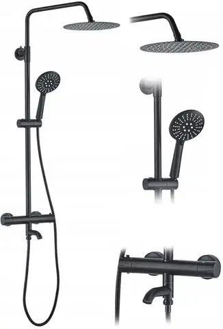 Kúpeľňové batérie REA REA - Sprchový set s batériou 150mm Lungo čierny REA-P4113