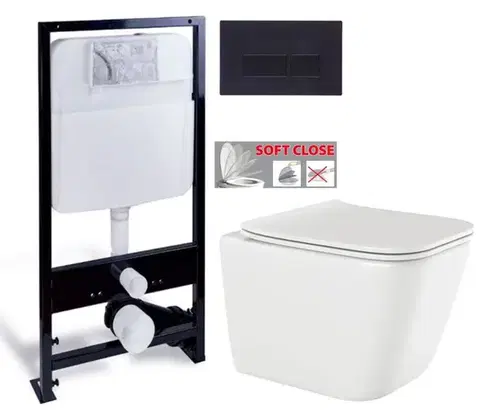 Závesné wc sety PRIM predstenový inštalačný systém s čiernym tlačidlom 20/0044+ WC INVENA PAROS  + SEDADLO PRIM_20/0026 44 RO1