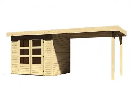 Zahradné domčeky Drevený záhradný domček s prístavkom 528 x 238 cm Dekorhome