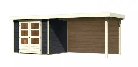 Zahradné domčeky Drevený záhradný domček ASKOLA 3 s prístavkom 280 Lanitplast