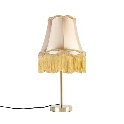 Stolné lampy Klasická stolná lampa mosadz s tienidlom Granny zlatá 30 cm - Simplo