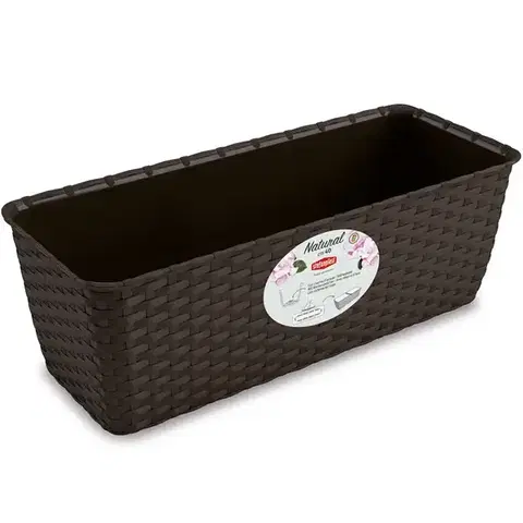 Záhrada Truhlík samozavlažovací NATURAL plastový 40x16x13cm tmavohnedý