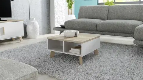 Konferenčné stolíky CAMA MEBLE Lotta 60 konferenčný stolík biela / dub sonoma