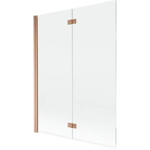 Sprchové dvere MEXEN - MIST vaňová zástena 130x150 cm 6mm 2-s, meď kartáčovaná, číra, ľavá 8A9-130-002-65-00-L