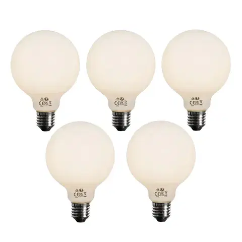 LED osvetlenie Sada 5 stmievateľných LED žiaroviek E27 opálové G95 5W 450lm 3000K