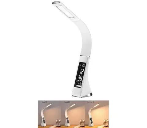 Lampy BRILAGI - LED Stmievateľná stolná lampa s displejom PELLE LED/7W/230V biela BRI8949