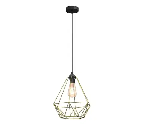 Svietidlá  Luster na lanku BASKET 1xE27/60W/230V pr. 35 cm zlatá 654
