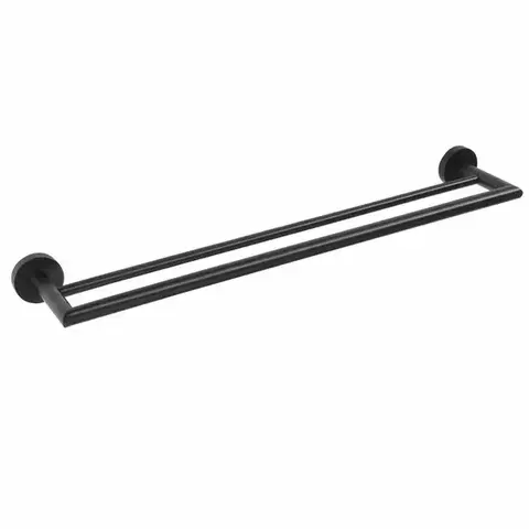 Kúpeľňový nábytok SAPHO XB401 X-Round Black dvojitý držiak uterákov, čierna