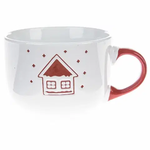Hrnčeky a šálky Vianočný keramický hrnček Snowy cottage biela, 500 ml