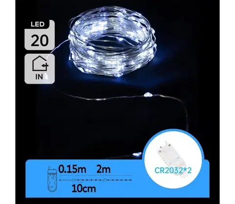 Vianočné dekorácie  B.V.  - LED  reťaz 20xLED/2x3V 2m studená biela B10303K0Y