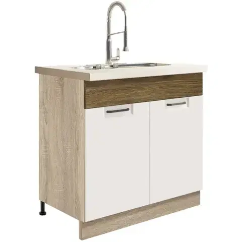 Kuchynské skrinky stojace Skrinka do kuchyne Favorit 12d Sonoma/White+Ribbeck