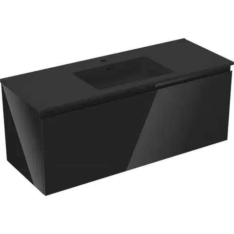 Kúpeľňový nábytok MEXEN/S - Orio kúpeľňová skrinka 120 cm s umývadlom Otis, 1 šuplík, čierna lesk/čierna mat 91A10-12047-1-BF70-W18M71