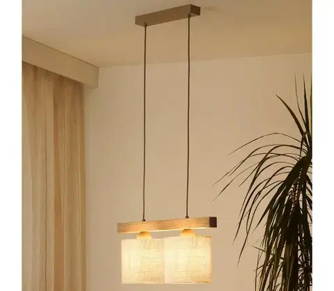 Svietidlá BRILAGI - Luster na lanku FOREST 2xE27/15W/230V borovica/hnedá/krémová 5903240292288