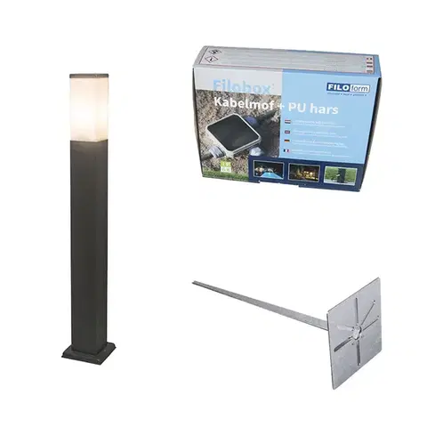 Zahradne stlpove lampy Vonkajšia lampa antracit 80 cm IP44 - Malios so zemným hrotom a káblovou objímkou
