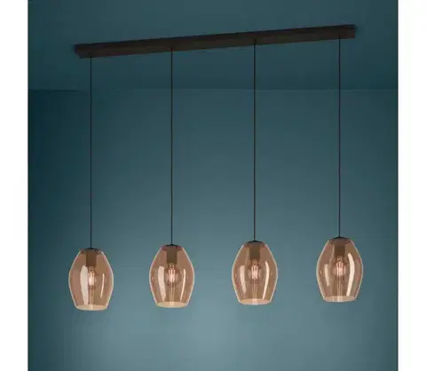 Svietidlá Eglo 390162 - Luster na lanku ESTANYS 4xE27/40W/230V hnedá 390162