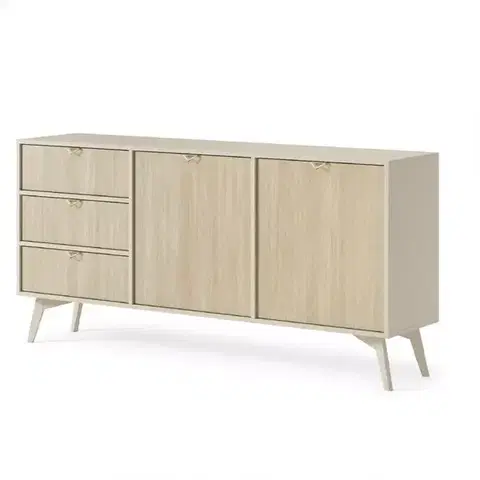 Komody do spálne Komoda Forest KSZ158 piesková béžová/jedľová scandi