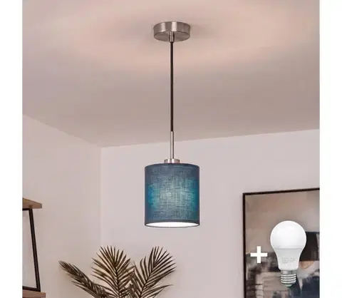 Svietidlá BRILAGI - LED luster na lanku NUBILA 1xE27/60W/230V pr. 14 cm, čierna/tmavomodrá EG32517+BG1575