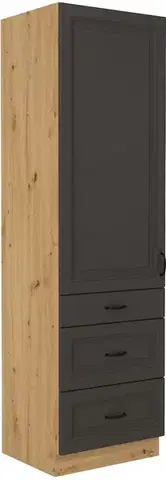 Kuchynské skrinky STELLA 60 DKS vysoká skrinka, šedá/dub Artisan