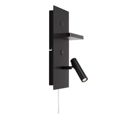Svietidlá Markslöjd 109018 - LED nástenné svietidlo s poličkou a USB portom CARICA 4W/230V čierne 109018