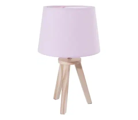 Lampy Atmosphera - Stolná lampa TRIPOD 1xE14/40W/230V borovica/ružová 127252A